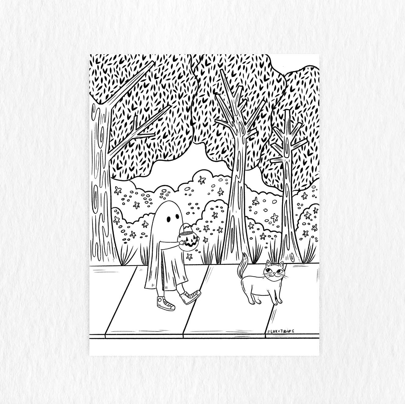 Printable Spooky Walk Coloring Page