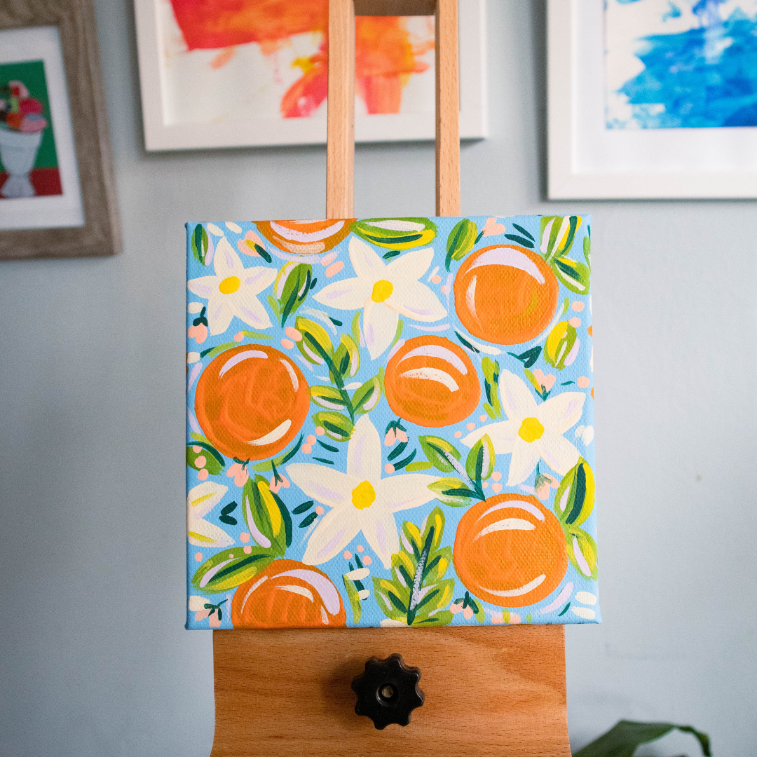 Florida Oranges (2) Original 6 x 6 Canvas Painting