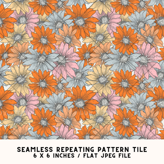 Rustic Flowers Seamless Pattern Tile Design