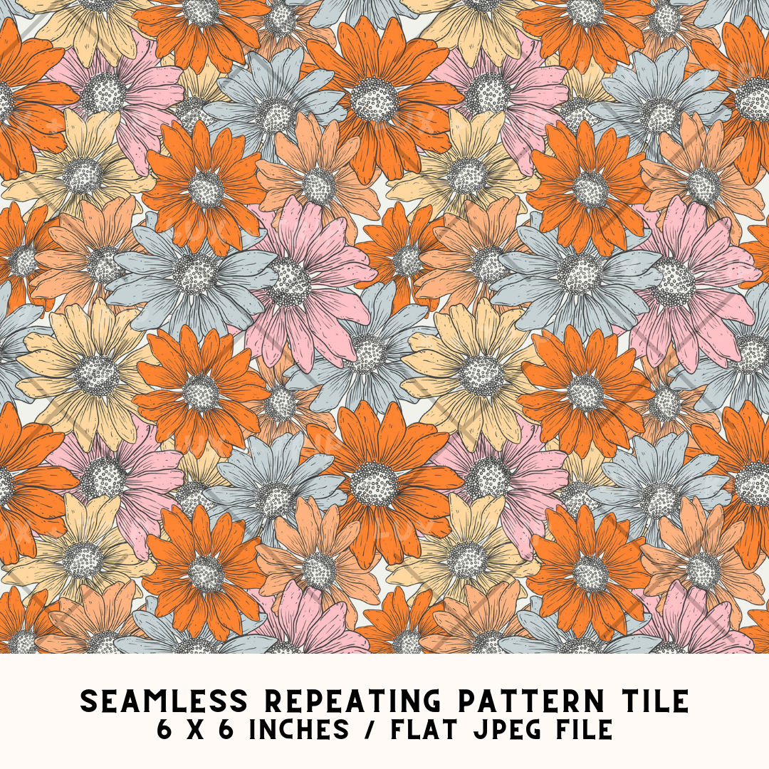 Rustic Flowers Seamless Pattern Tile Design
