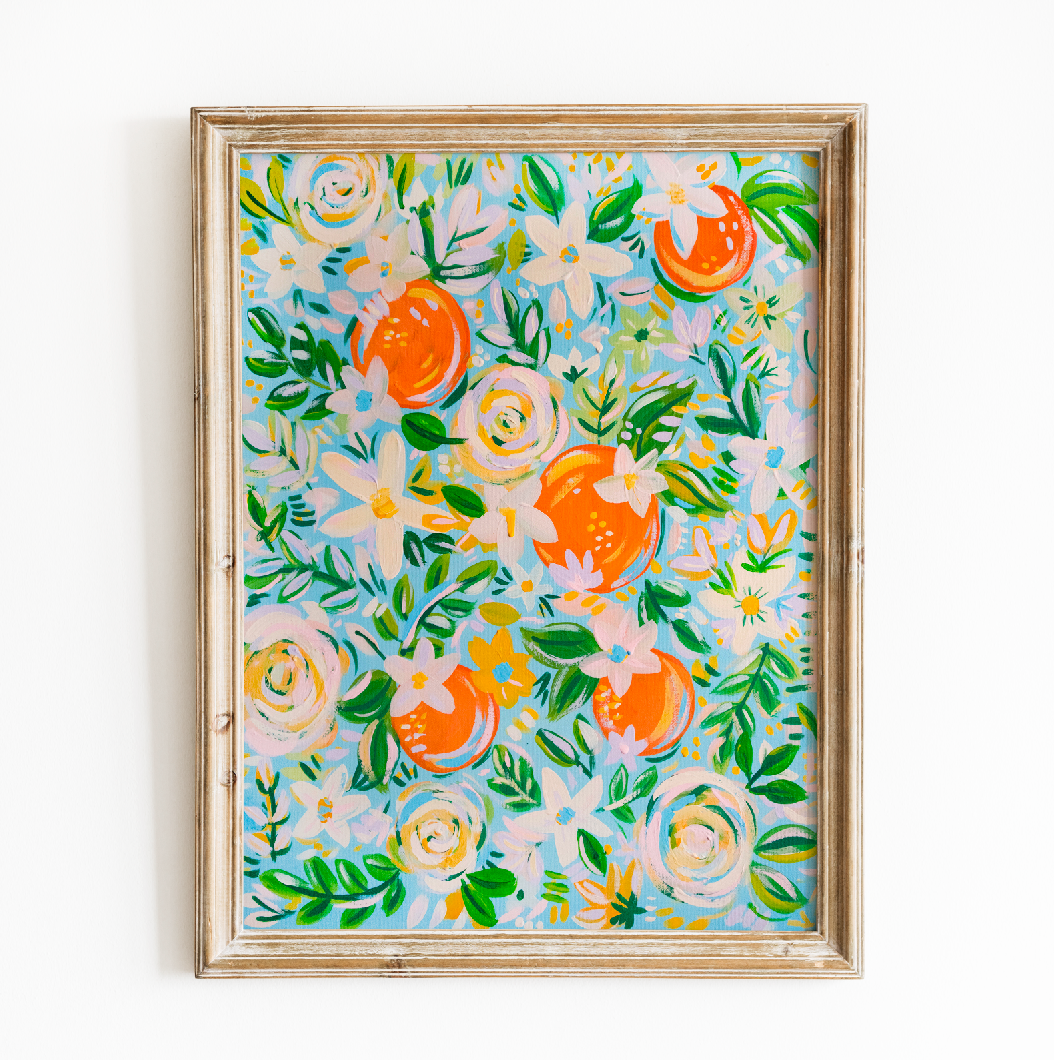 Florida Oranges Floral Painting Print