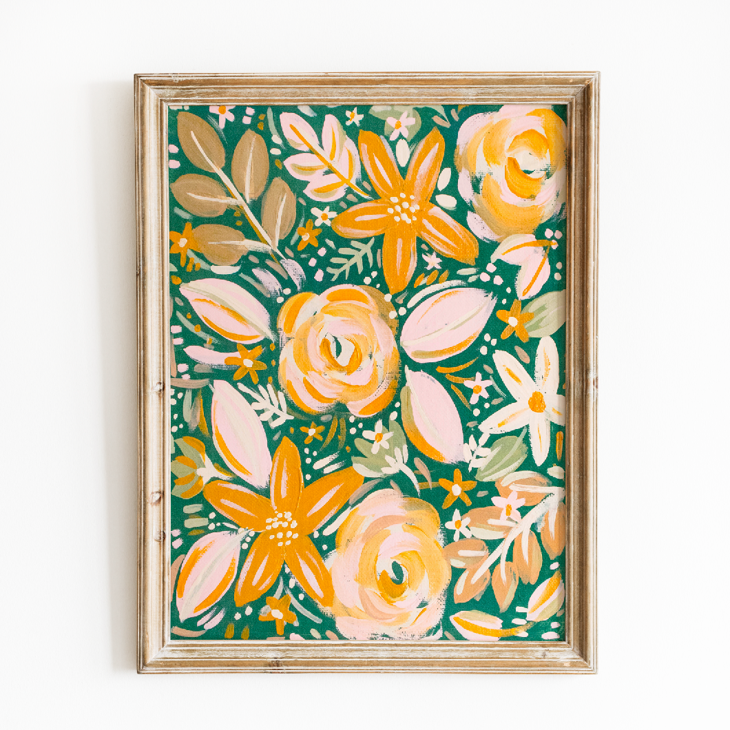 Mustard Florals Painting Print