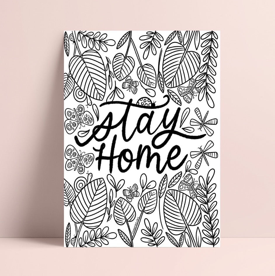 Printable Stay Home Bugs Coloring Page