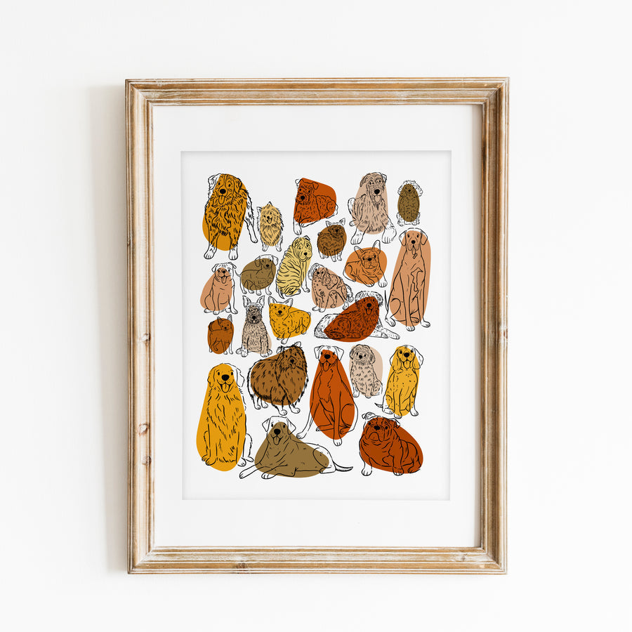 Dog Outline (Warm Colors)  Print DIGITAL DOWNLOAD