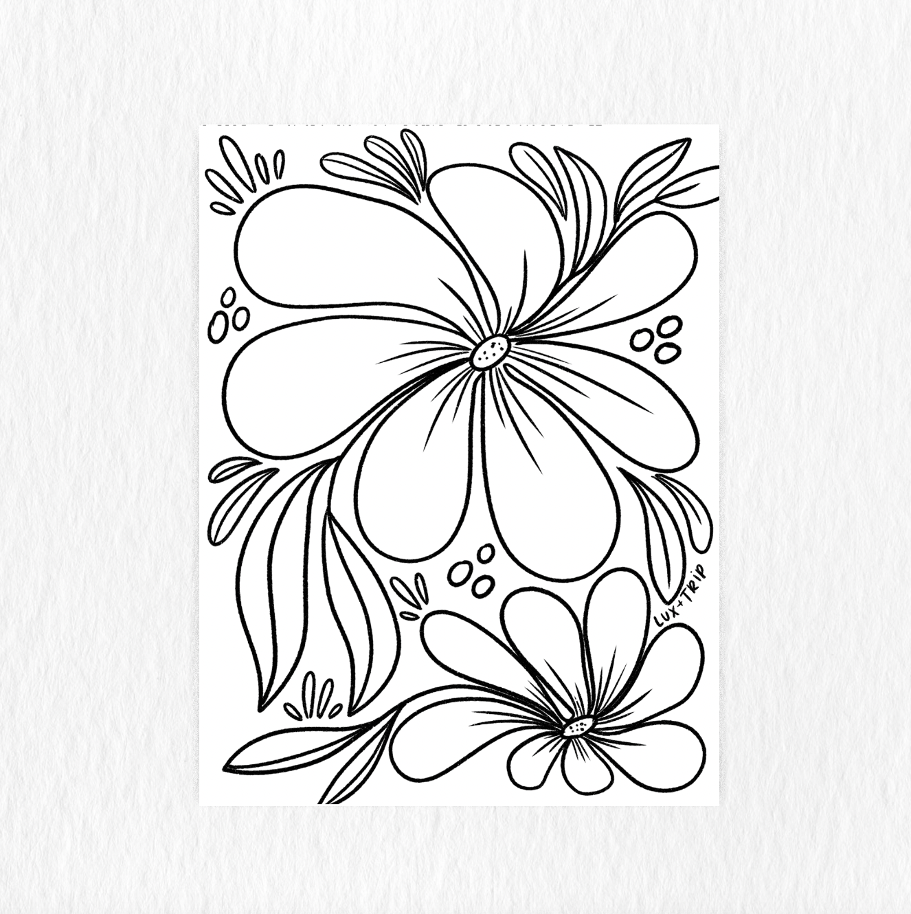 Printable Large Florals Coloring Page