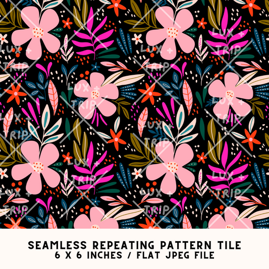 Cool Florals Seamless Pattern Tile Design