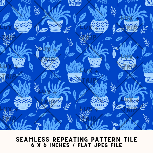 Potted Plants Seamless Pattern Tile Design