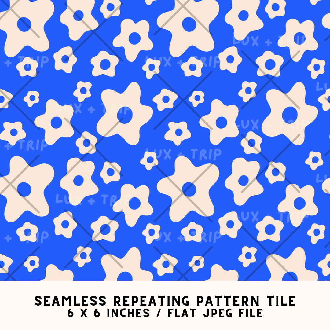 Cool Blue Floral Seamless Pattern Tile Design
