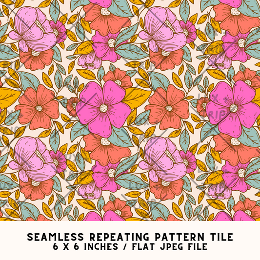 Retro Flowers Seamless Pattern Tile Design