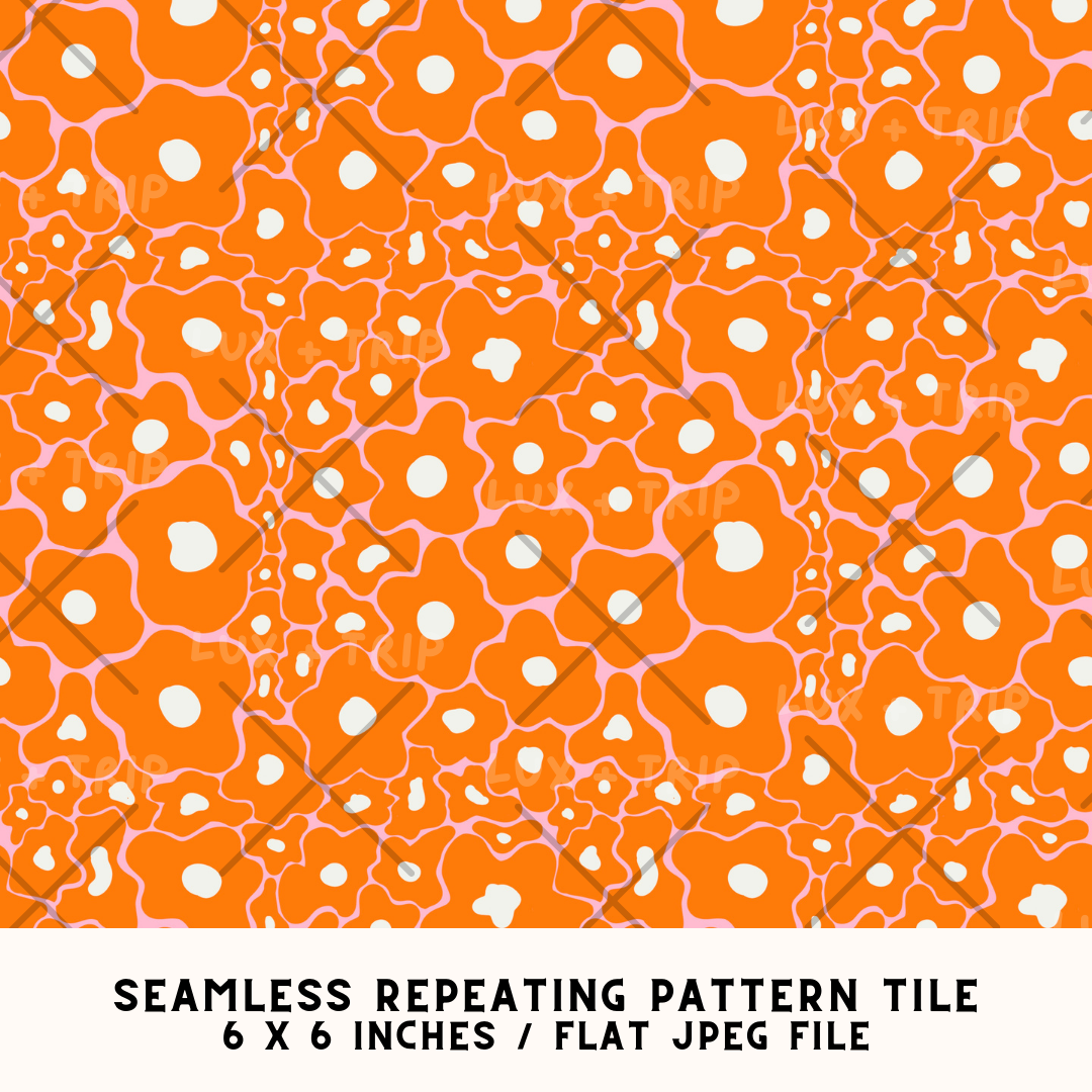 Groovy Florals Seamless Pattern Tile Design