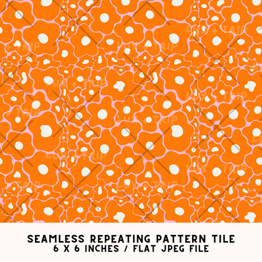 Groovy Florals Seamless Pattern Tile Design