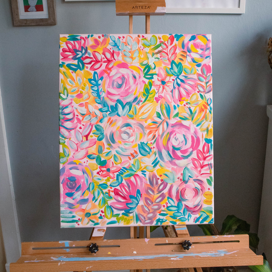 Tropical Florals Original 16 x 20 Canvas Painting