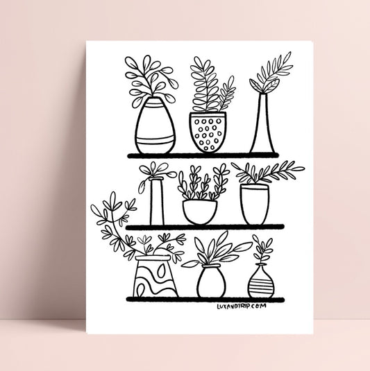 Printable Plant Shelf Coloring Page