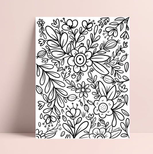 Printable Flower Wall Coloring Page