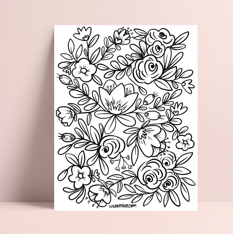 Printable Flower Wall 2 Coloring Page