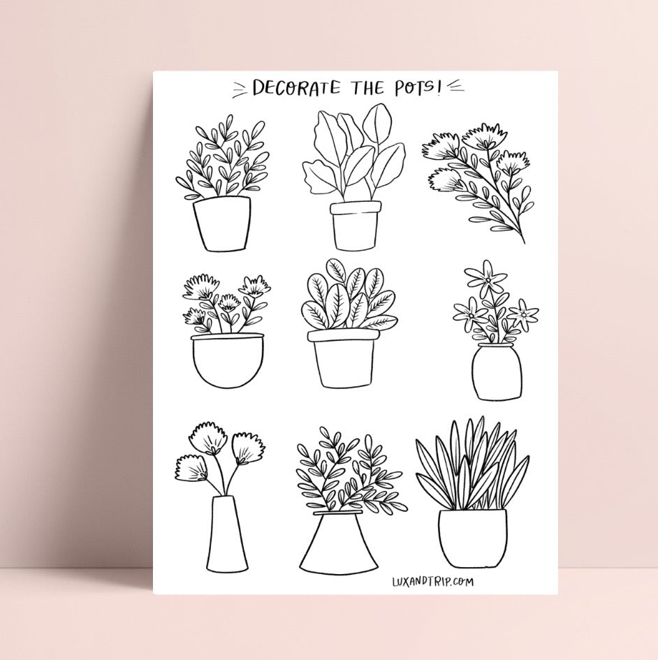 Printable Plant Decor Coloring Page