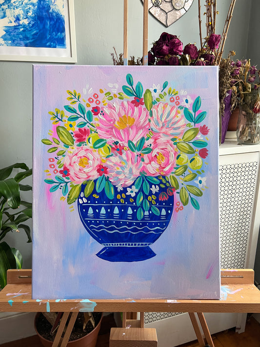 Floral Vase Original Acrylic Painting