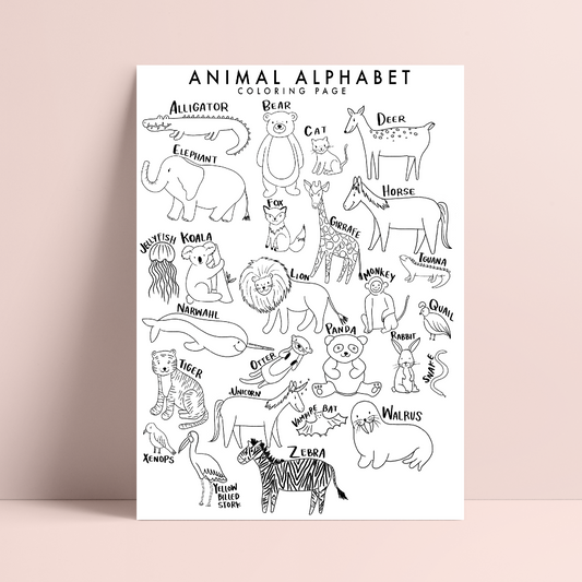 PRINTABLE Animal Alphabet Coloring Page