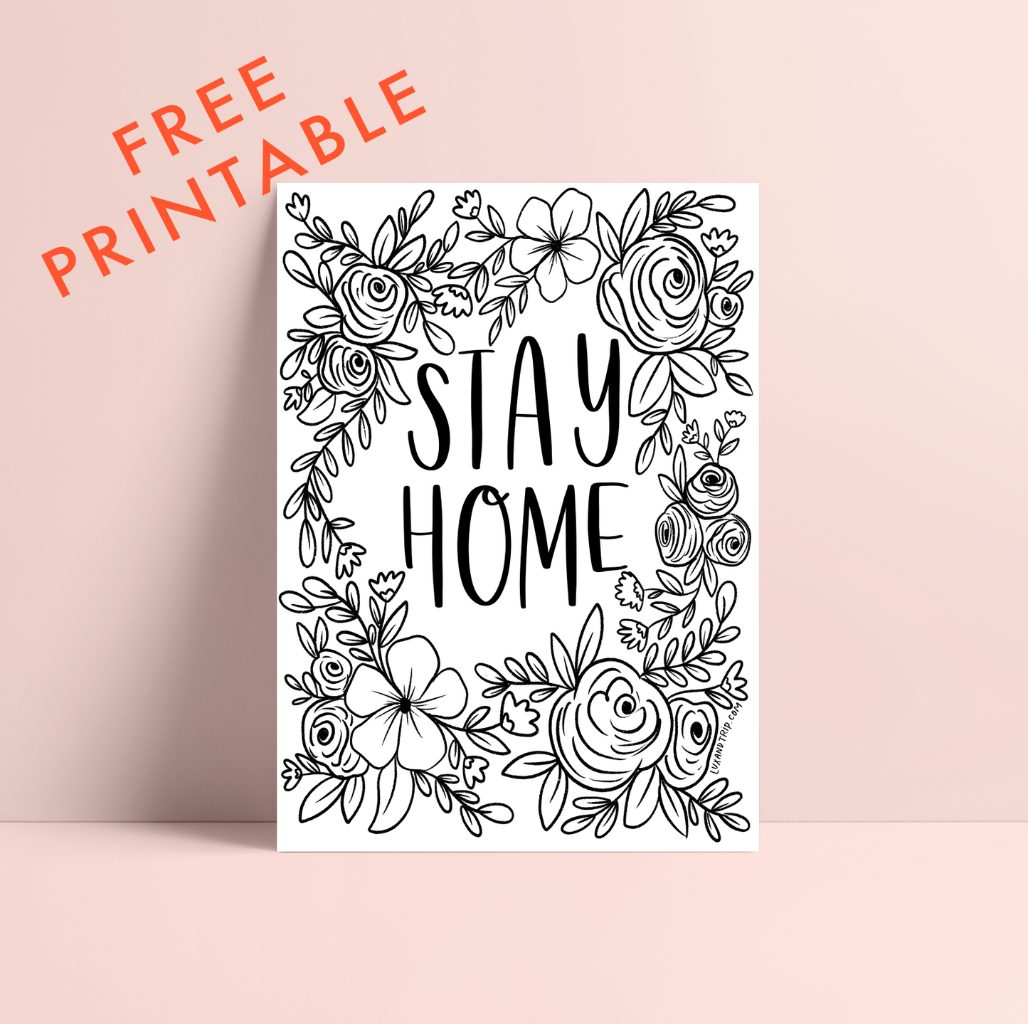 Printable STAY HOME Coloring Page