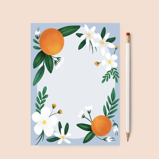 Printable Orange Blossom Stationery Page