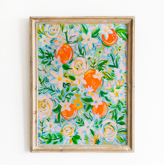Florida Oranges Floral Painting Print