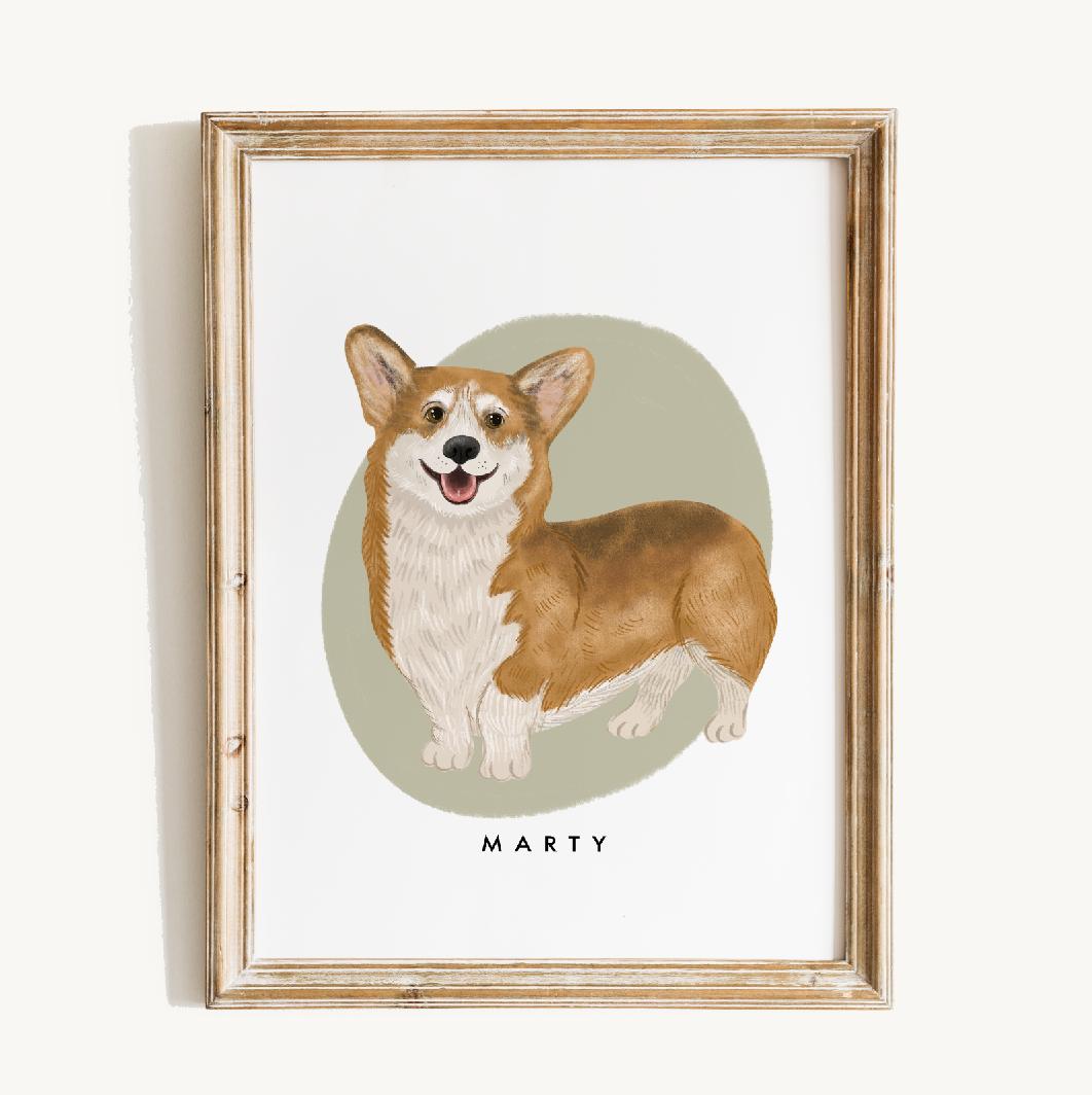 Custom Full Body Pet Portrait Illustration