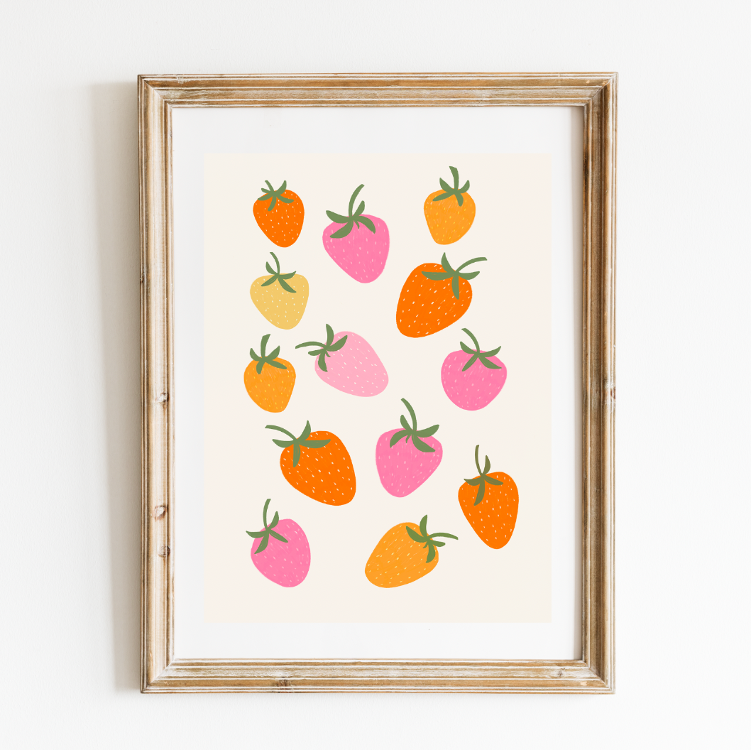 Colorful Strawberries Print