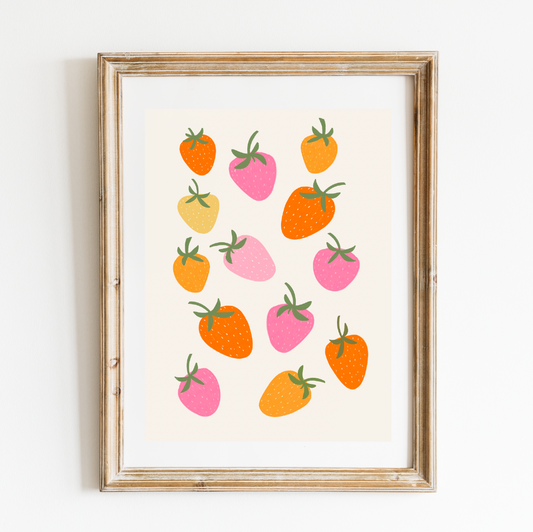 Colorful Strawberries Print DIGITAL DOWNLOAD