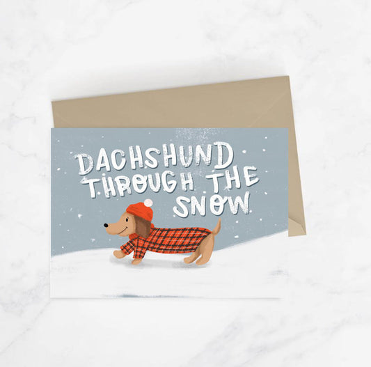 Dachshund Through The Snow Christmas Card