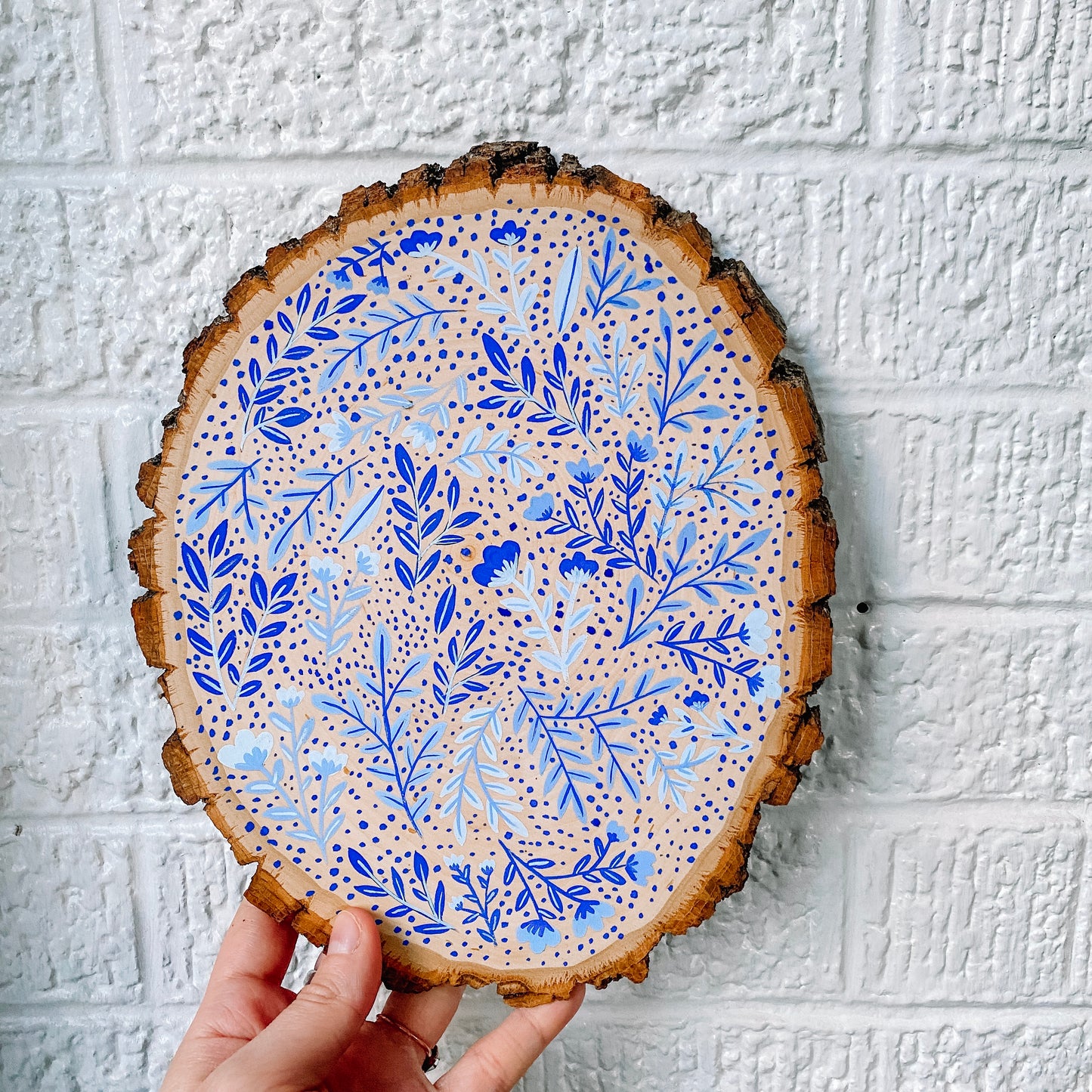 Hand Painted Floral Wood Slice