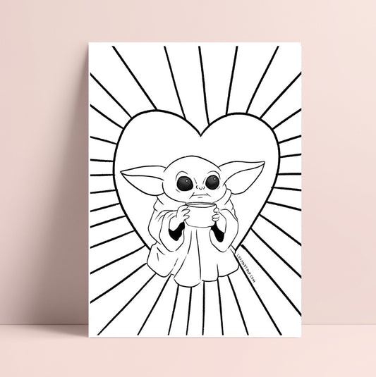 Printable Baby Yoda Coloring Page