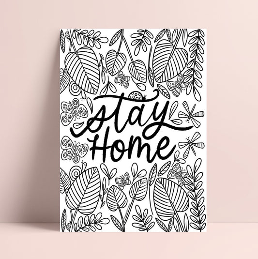 Printable Stay Home Bugs Coloring Page