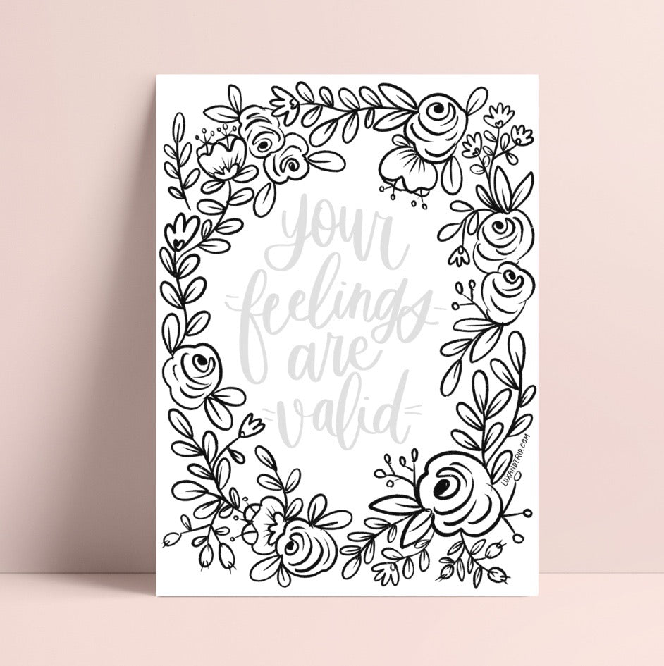 Printable Lettering Practice Florals Coloring Page