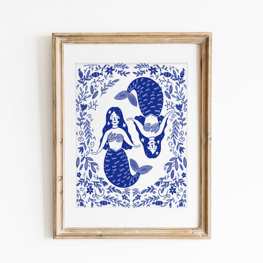 Blue Mermaids Print DIGITAL DOWNLOAD