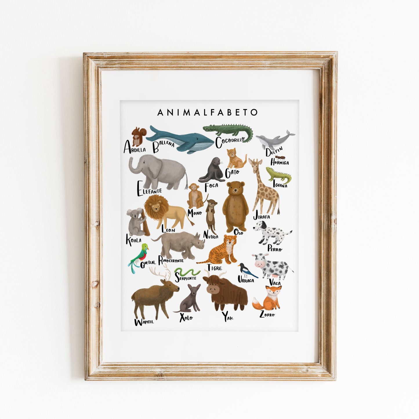 Animalfabeto ABC Animals in Spanish Print